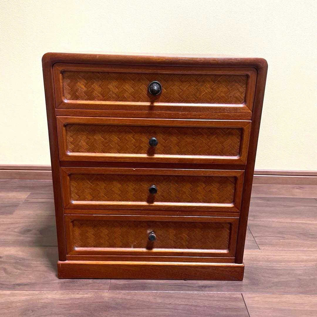 高級木製 4段 チェスト アンティーク インテリア 和家具 昭和レトロ