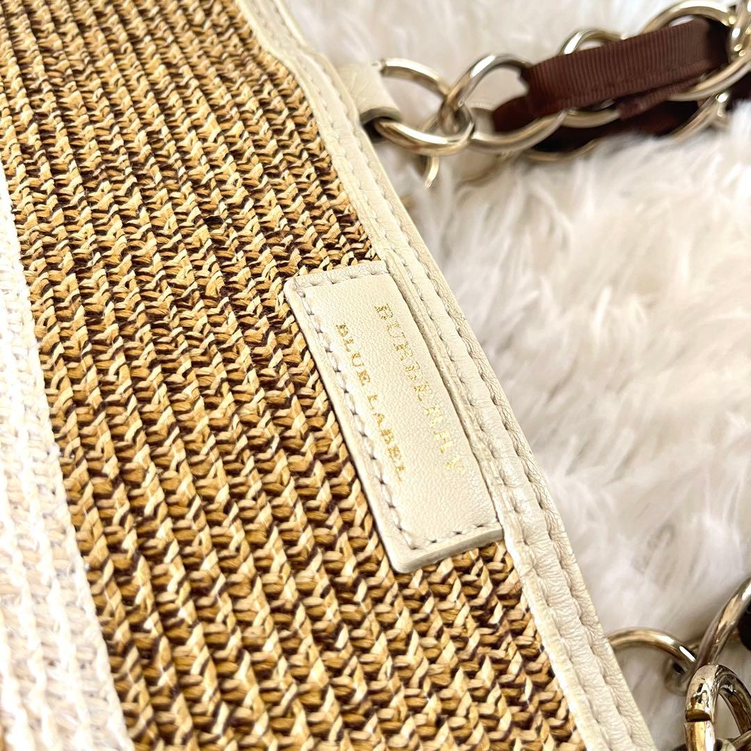 【極美品】バーバリーブルーレーベル トートバッグ カゴバッグ 牛革 レザー