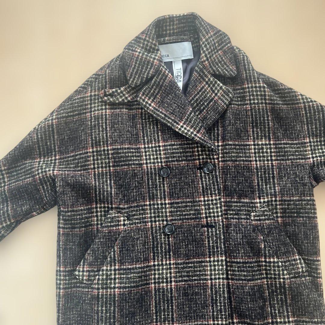 TICCA チェック柄 ダブルコート　チェスターコート