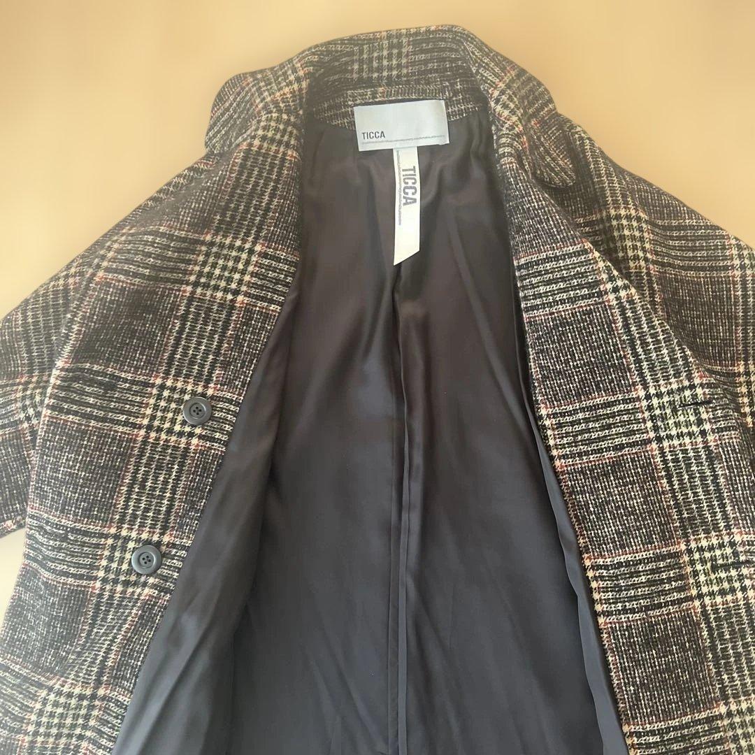 TICCA チェック柄 ダブルコート　チェスターコート