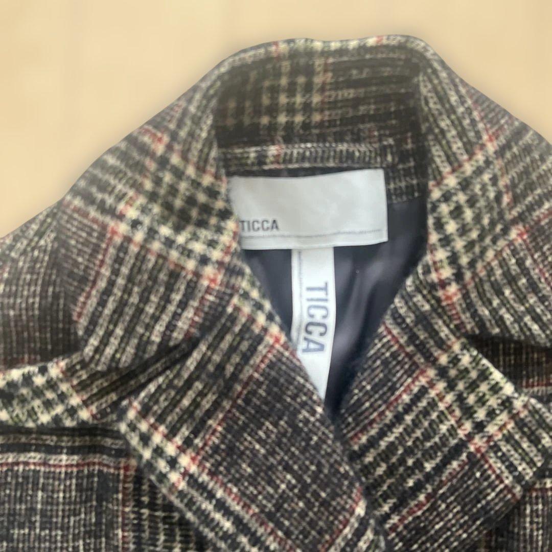 TICCA チェック柄 ダブルコート　チェスターコート