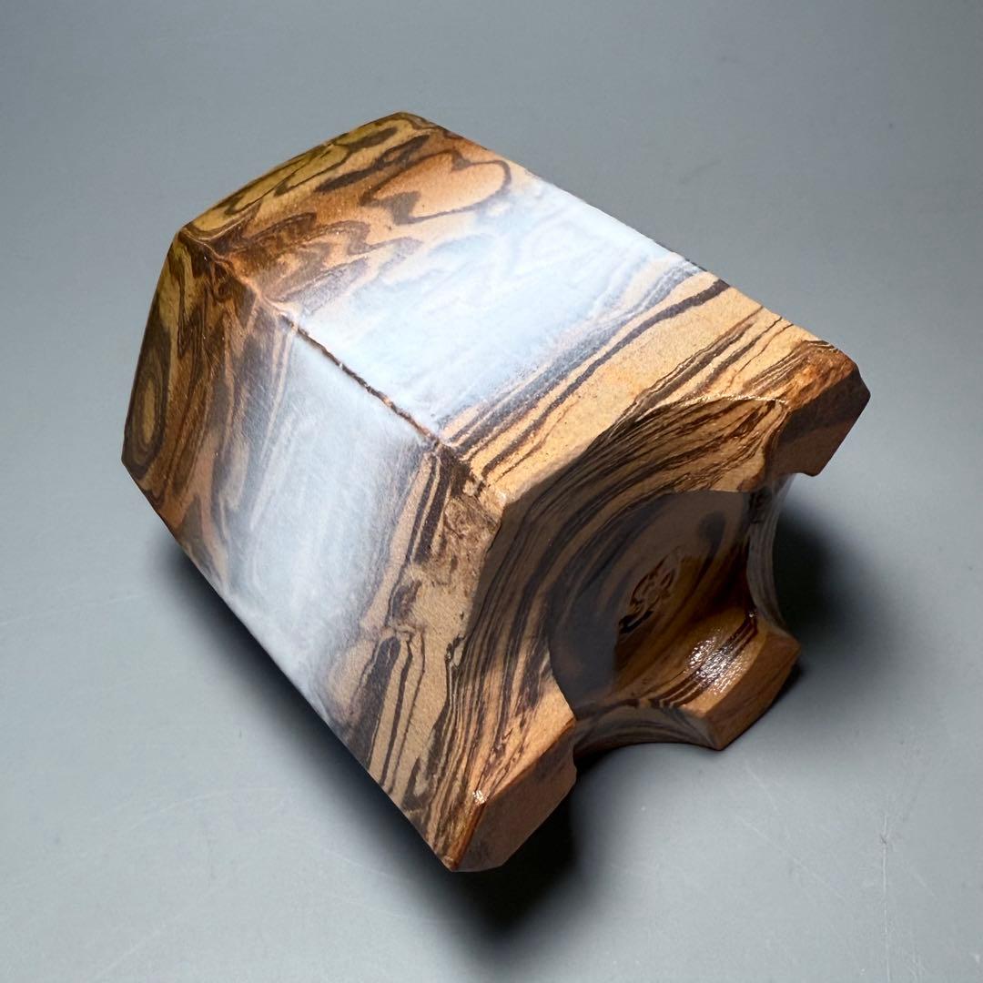 萩焼　陶芸作家　大和努　作　萩練込香炉　共箱　共布　栞　未使用品　茶道具　保男