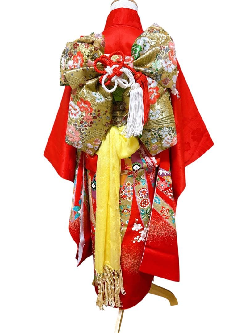 本格正絹♡七五三　7歳　女の子　フルセット　一式　赤系　ゴールド