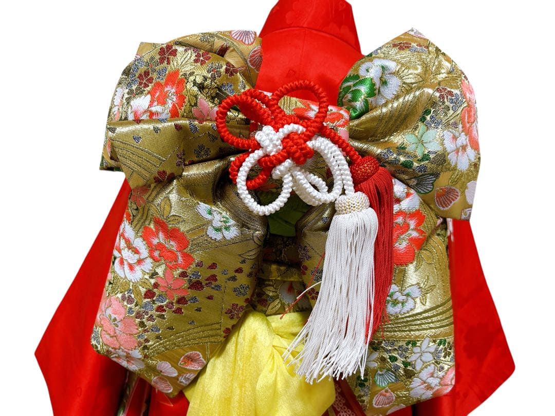 本格正絹♡七五三　7歳　女の子　フルセット　一式　赤系　ゴールド