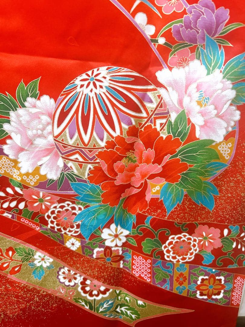 本格正絹♡七五三　7歳　女の子　フルセット　一式　赤系　ゴールド