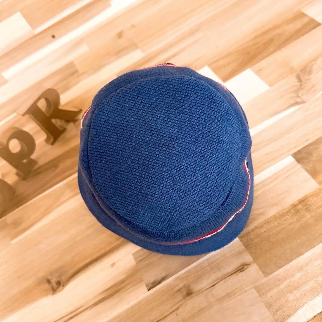 稀少【ヒステリックグラマー】ニット ロゴ ライン バケットハット レトロ青ブルー