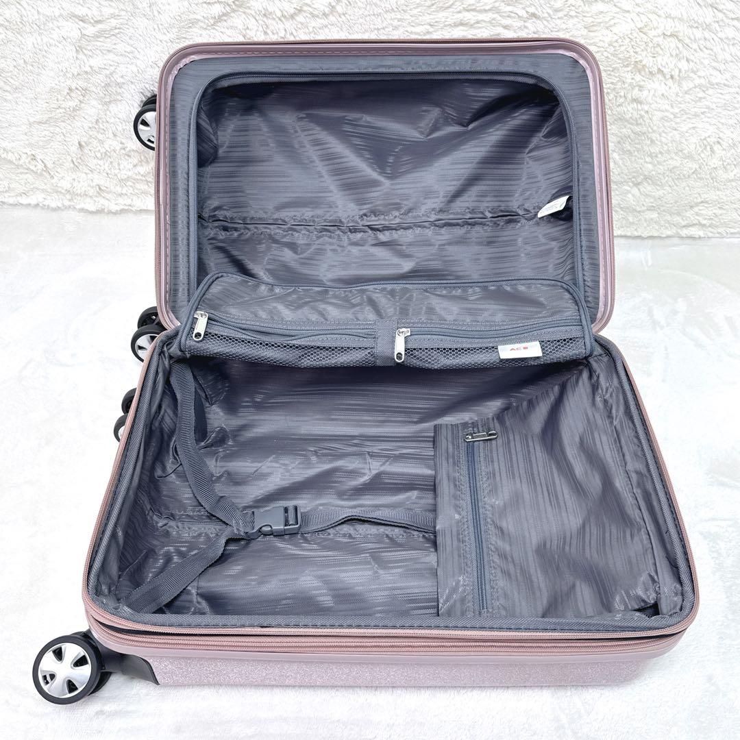 限定品✨ ACE　拡張タイプ　ピンクラメ　4輪　機内持込　TSAロック　キャリー