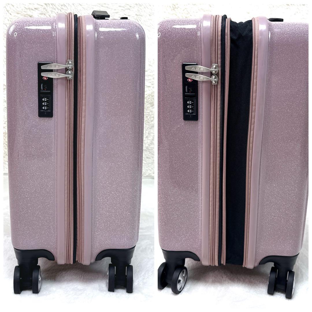 限定品✨ ACE　拡張タイプ　ピンクラメ　4輪　機内持込　TSAロック　キャリー