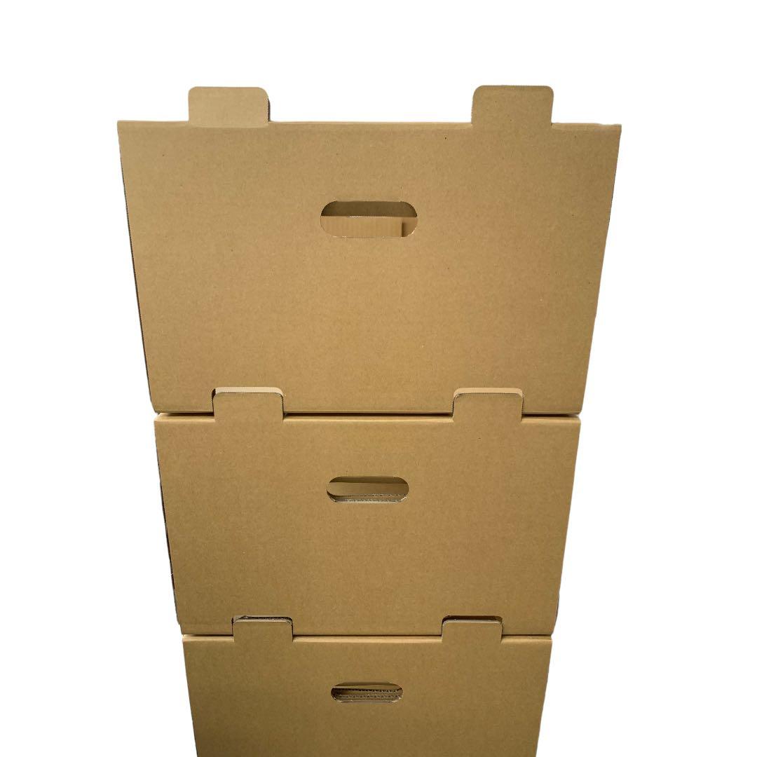 スタッキング収納ボックス 茶色 10個 ＋ 補強板 10個セット