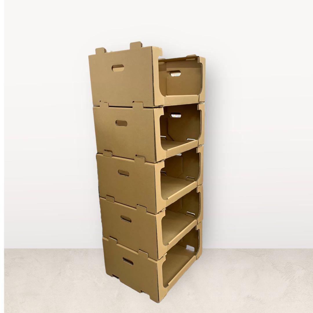 スタッキング収納ボックス 茶色 10個 ＋ 補強板 10個セット