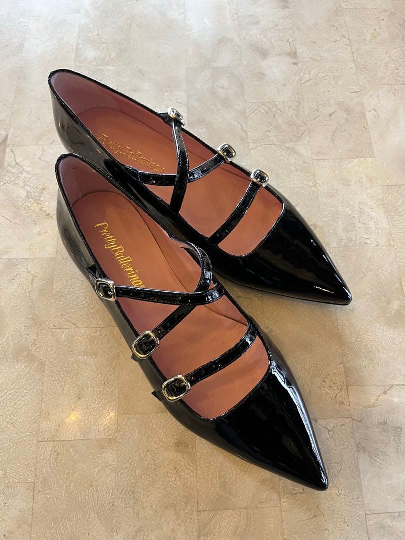 超メルカリ市★プリティバレリーナ　ストラップシューズ　パテント　39★極美品