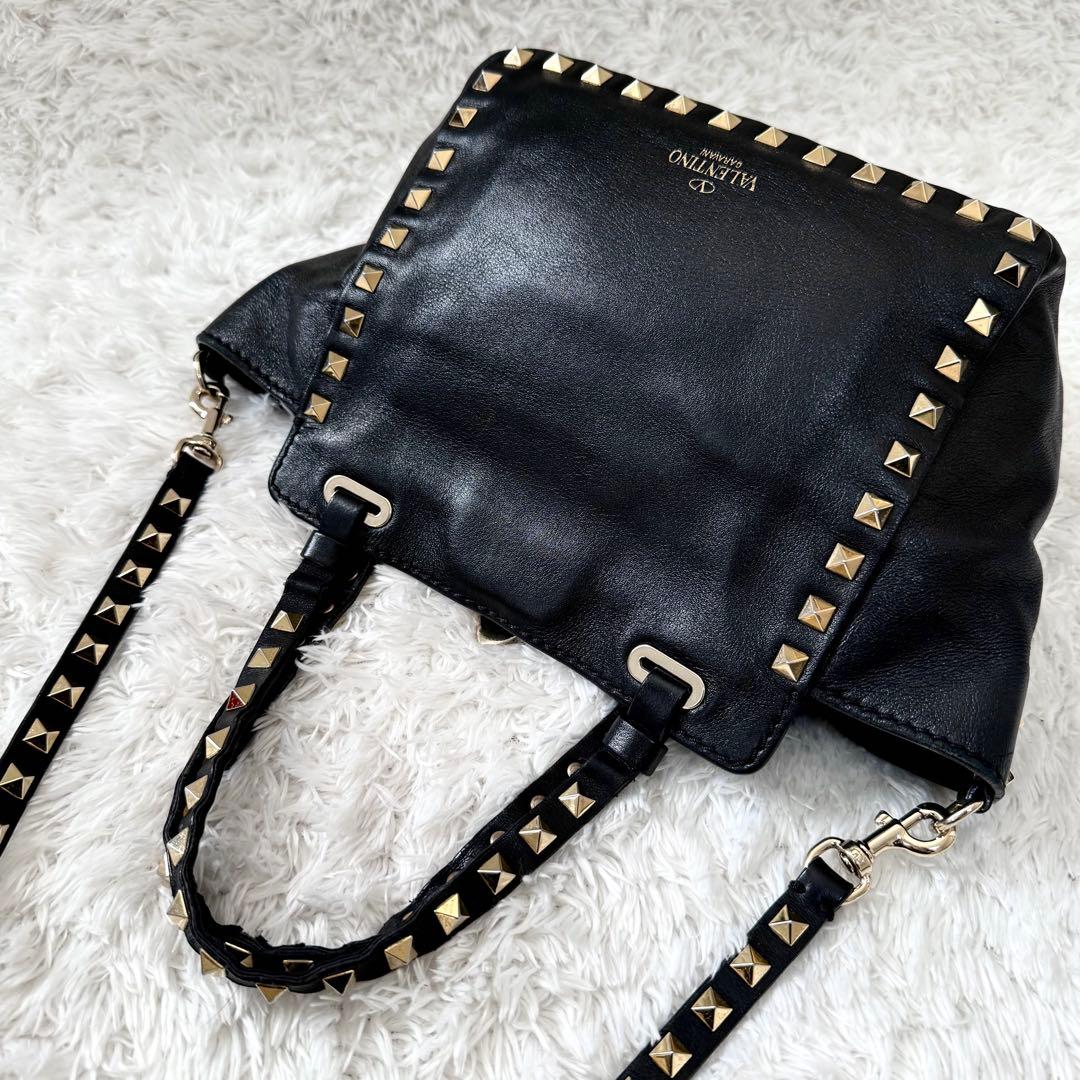 ヴァレンティノ ショルダーバッグ2way ロックスタッズ ブラック ハンドバッグ
