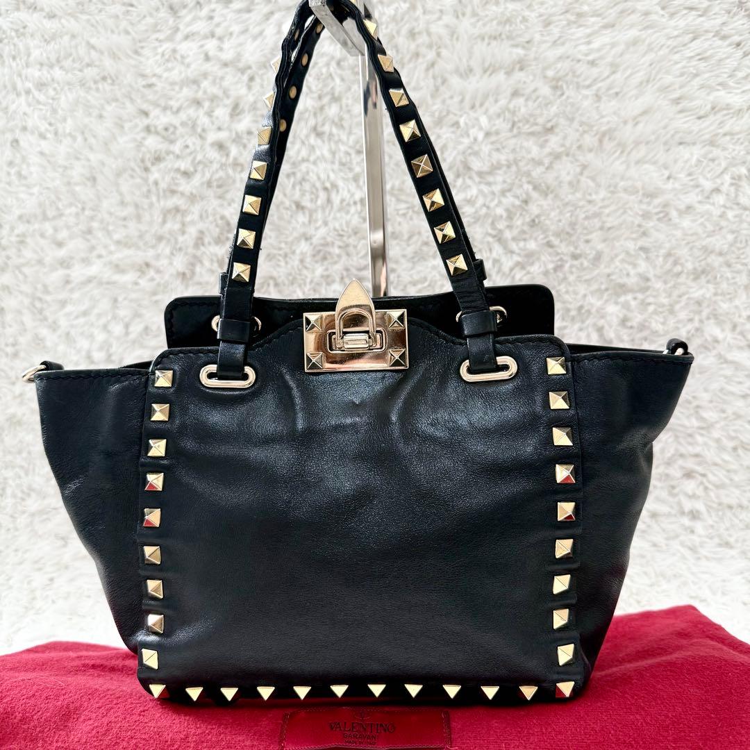 ヴァレンティノ ショルダーバッグ2way ロックスタッズ ブラック ハンドバッグ