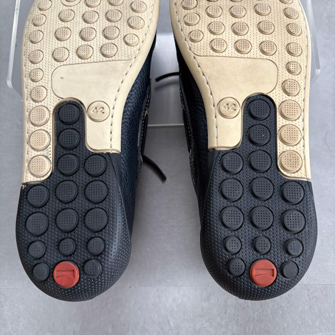 カンペール レザーデッキシューズ 極美品 シボ革 革靴 ネイビー 【42】