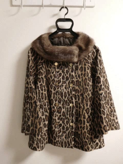 最終お値下げ★アナトリエ　ヒョウ柄　コート　ミンク付き　３６