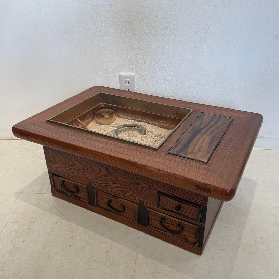 長火鉢 箱火鉢 小型 囲炉裏 木製 アンティーク