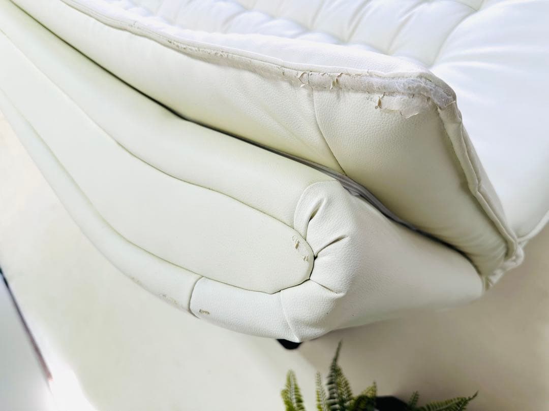 ホワイト ソファベッド リクライニング機能付き 約169cm