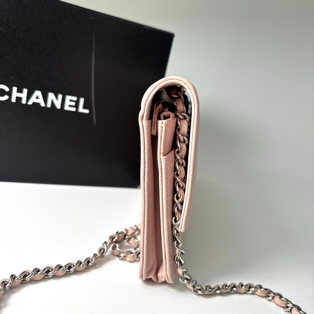 超極美品 シャネル キャビアスキン チェーンウォレット ピンク ショルダーバッグ