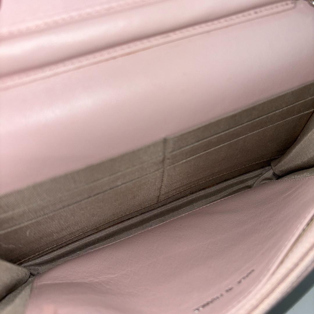 超極美品 シャネル キャビアスキン チェーンウォレット ピンク ショルダーバッグ