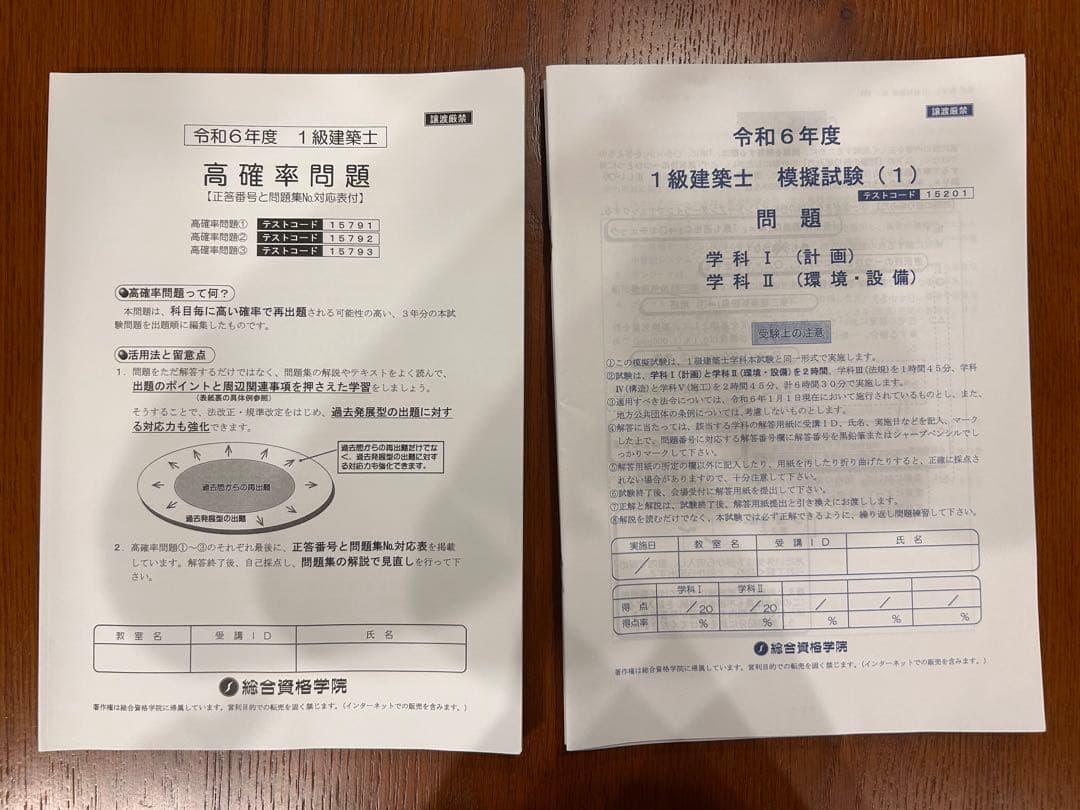 令和6年 2024年　一級建築士　テキスト　問題集　トレトレ　作品集