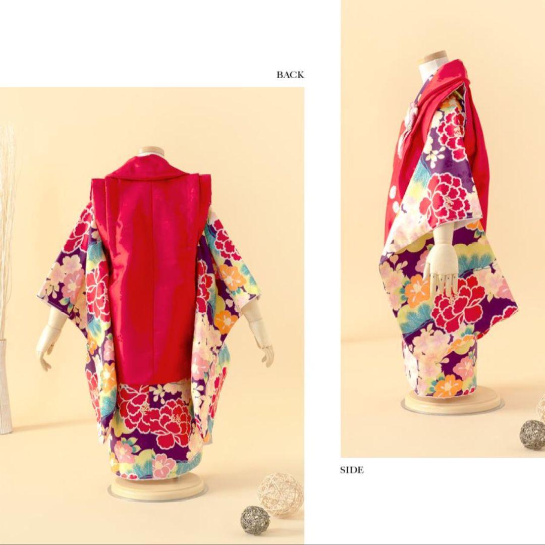 美品★小町KIDS★三歳★紫＆ピンク★被布フルセット