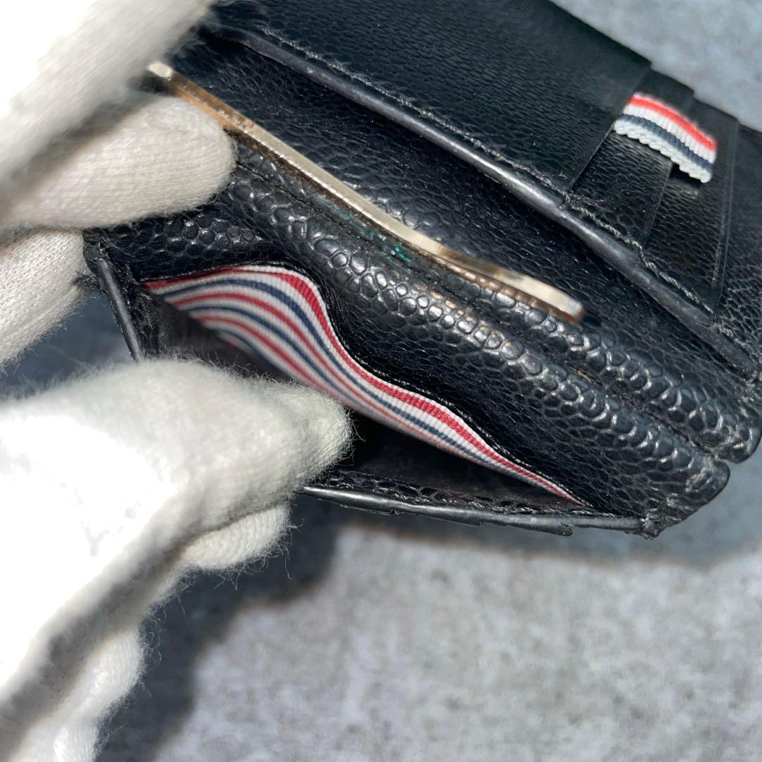 【美品】トムブラウン　折財布 トリコロール　黒　ブラック　クリップ付き