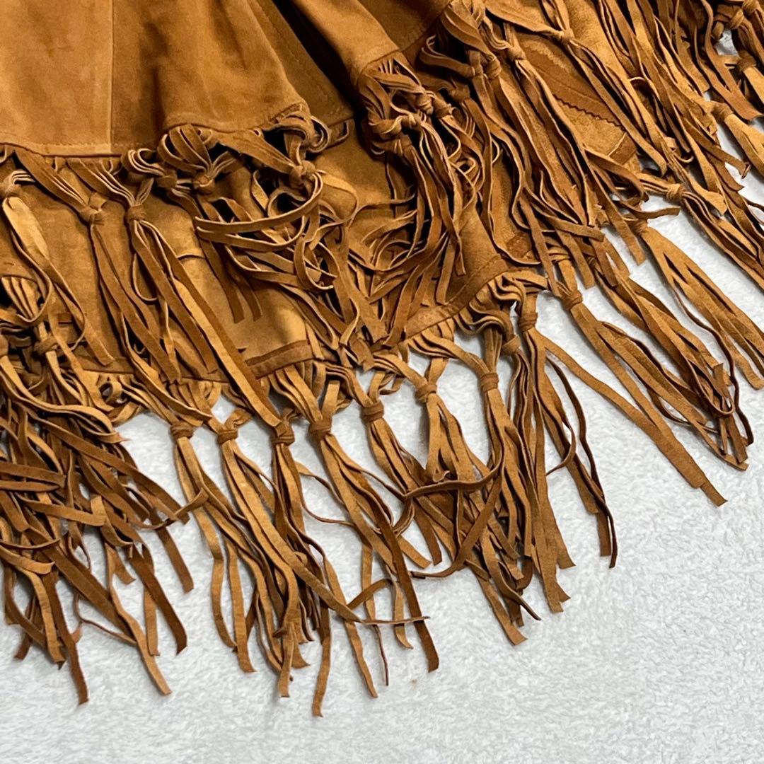 美品『Pensée パンセ』ウエスタンポンチョ スエード山羊革 フリンジケープ