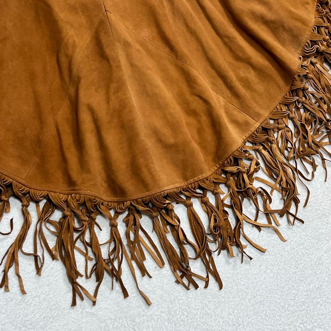 美品『Pensée パンセ』ウエスタンポンチョ スエード山羊革 フリンジケープ