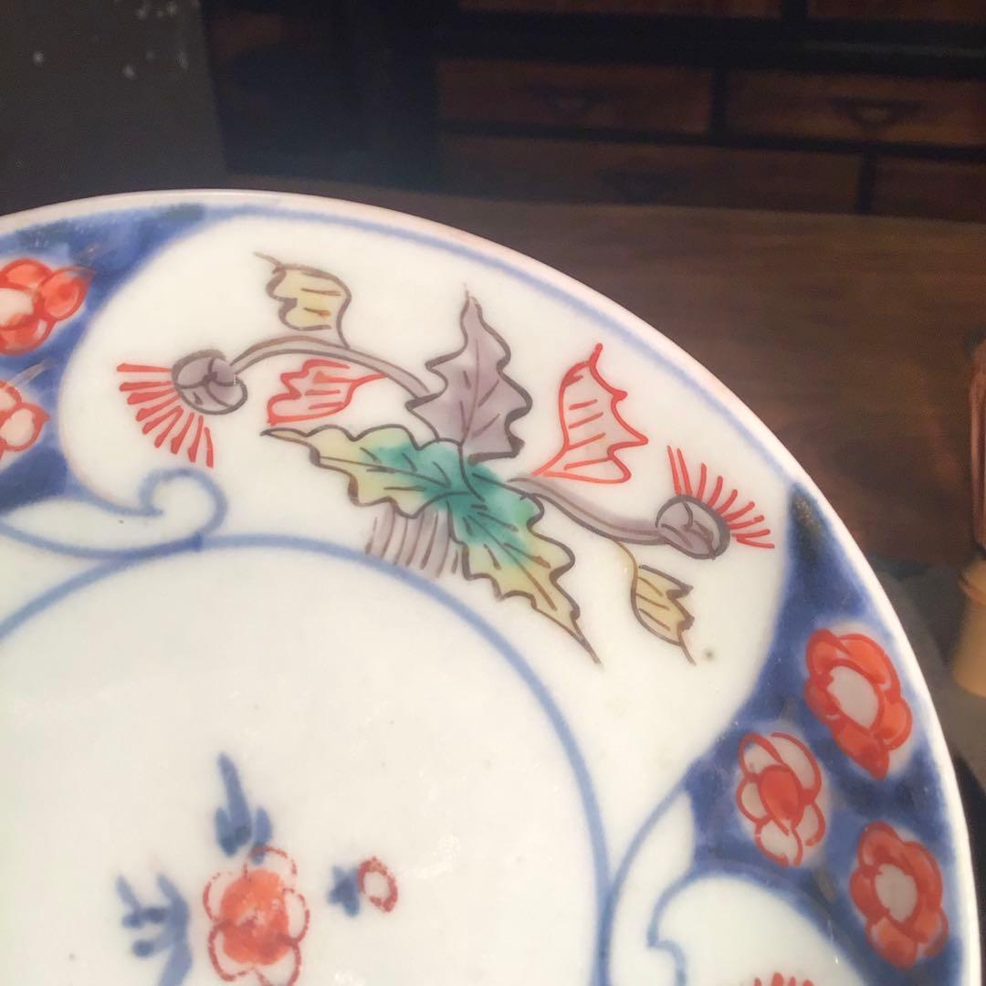 342 古伊万里 染錦手 小皿 アザミ紋様 5枚