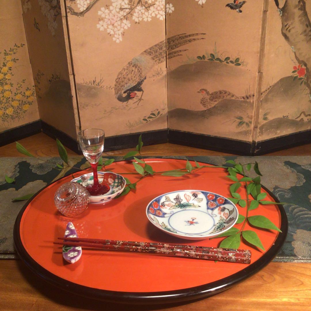 342 古伊万里 染錦手 小皿 アザミ紋様 5枚