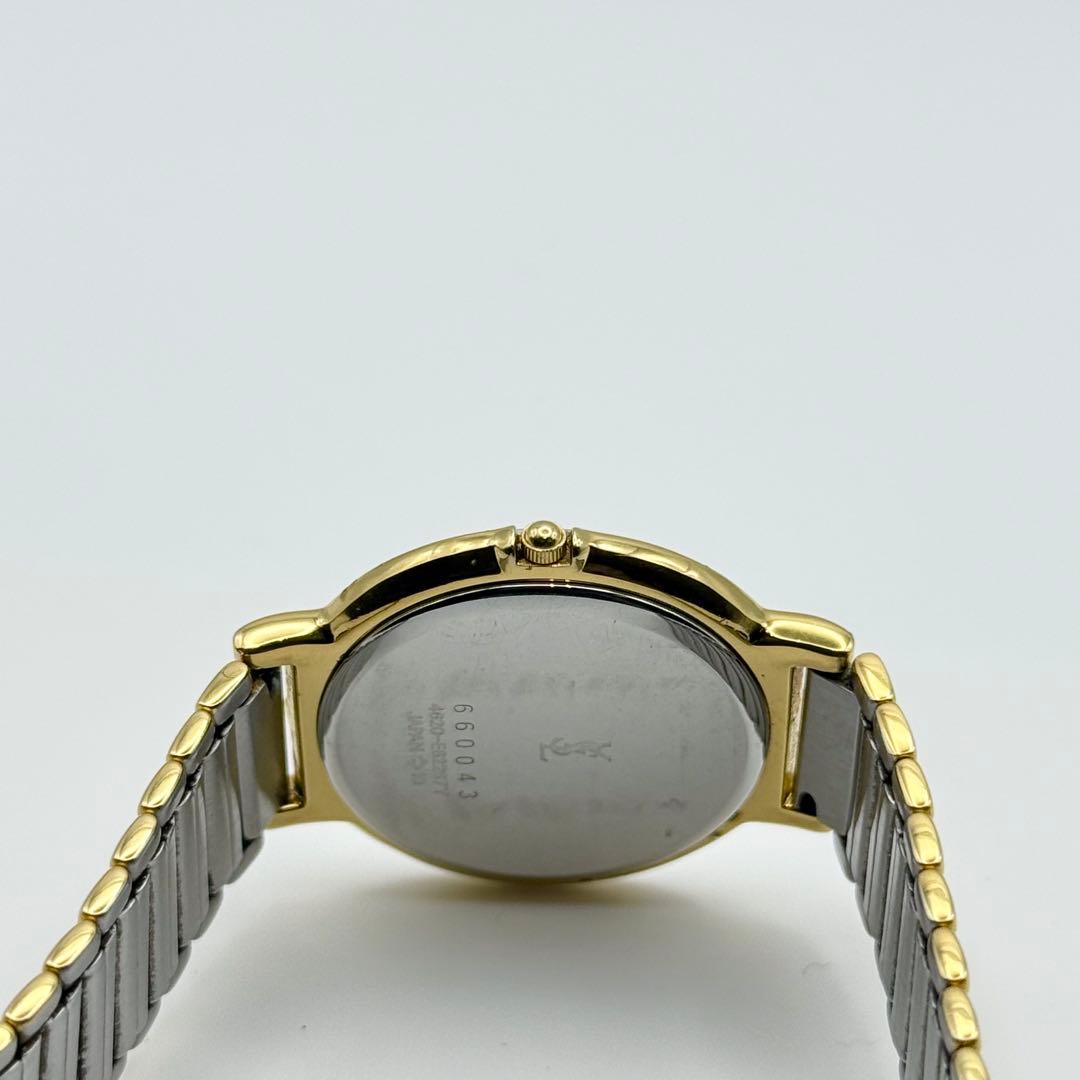 ✨新品電池・稼働✨サンローラン 腕時計 クォーツ ラウンド コンビ 男女兼用