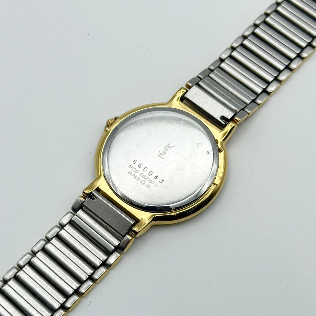 ✨新品電池・稼働✨サンローラン 腕時計 クォーツ ラウンド コンビ 男女兼用