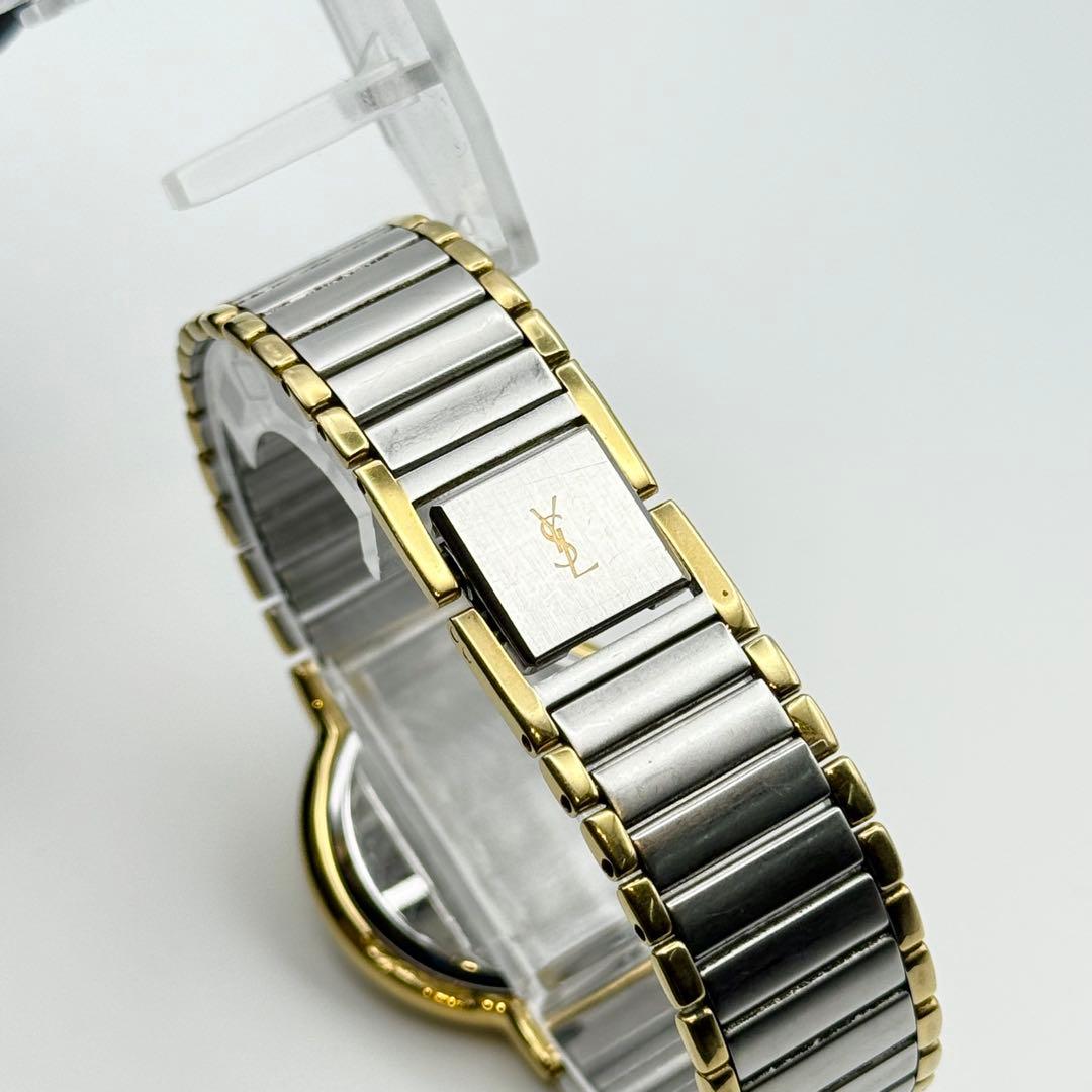 ✨新品電池・稼働✨サンローラン 腕時計 クォーツ ラウンド コンビ 男女兼用