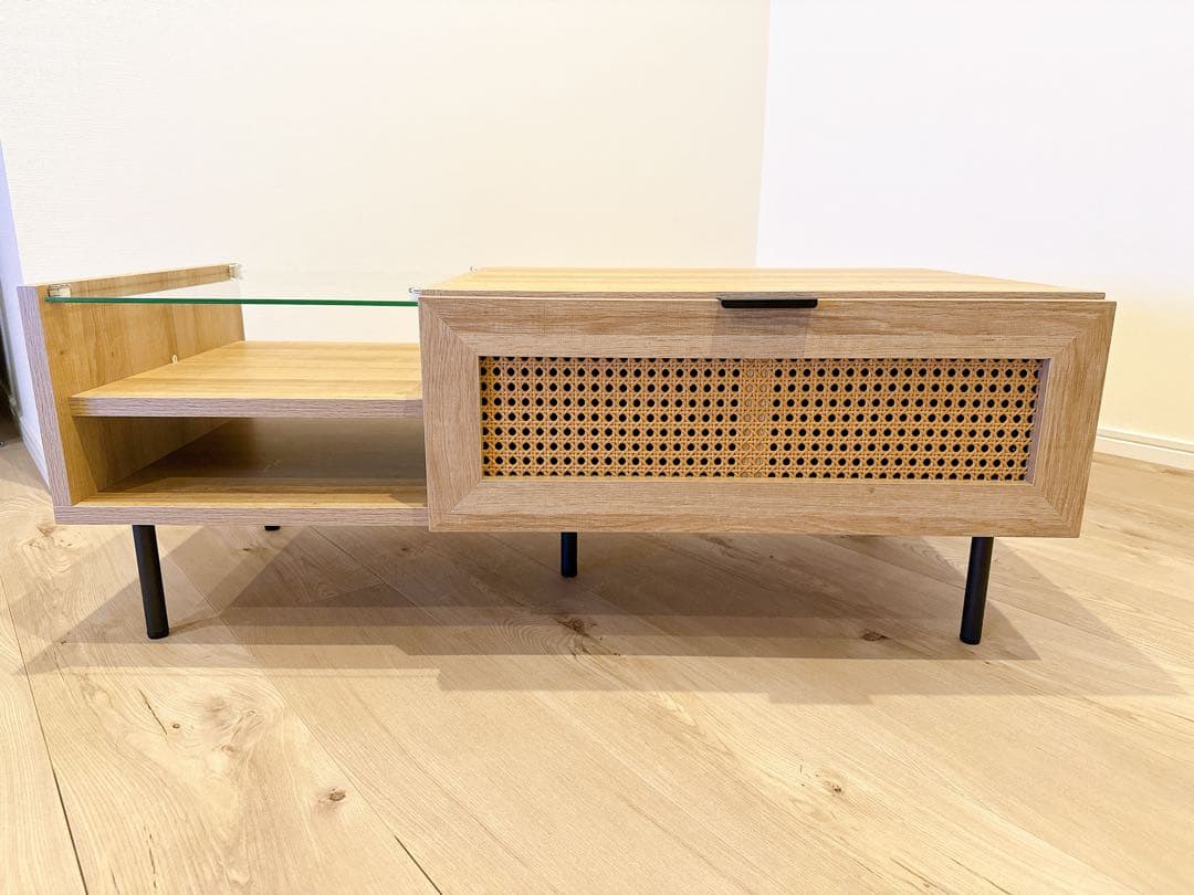 ラタン調ローテーブル　新品未使用　組み立て済