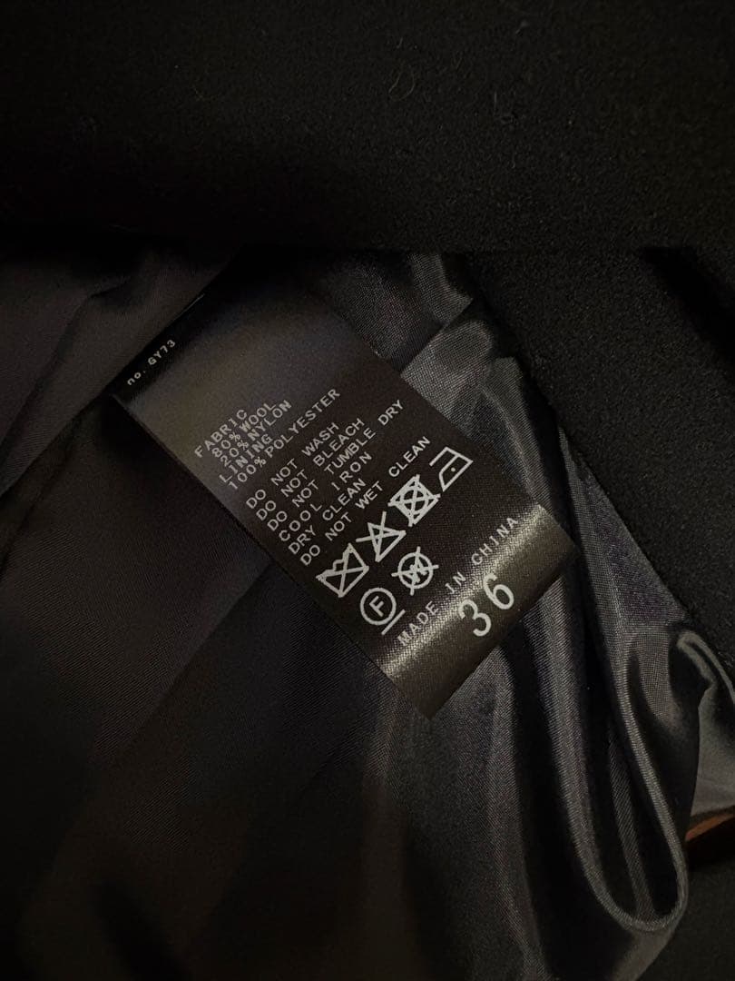 【即発送可】黒36 スピック＆スパン S160スタンドカラーショートコート