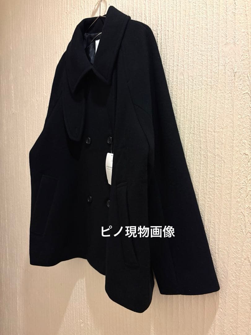 【即発送可】黒36 スピック＆スパン S160スタンドカラーショートコート