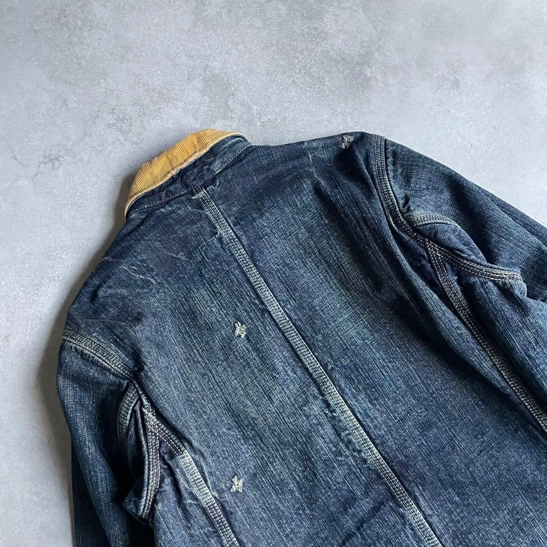 ETERNAL デニムカバーオール ブランケット付き ダメージ加工 38 日本製