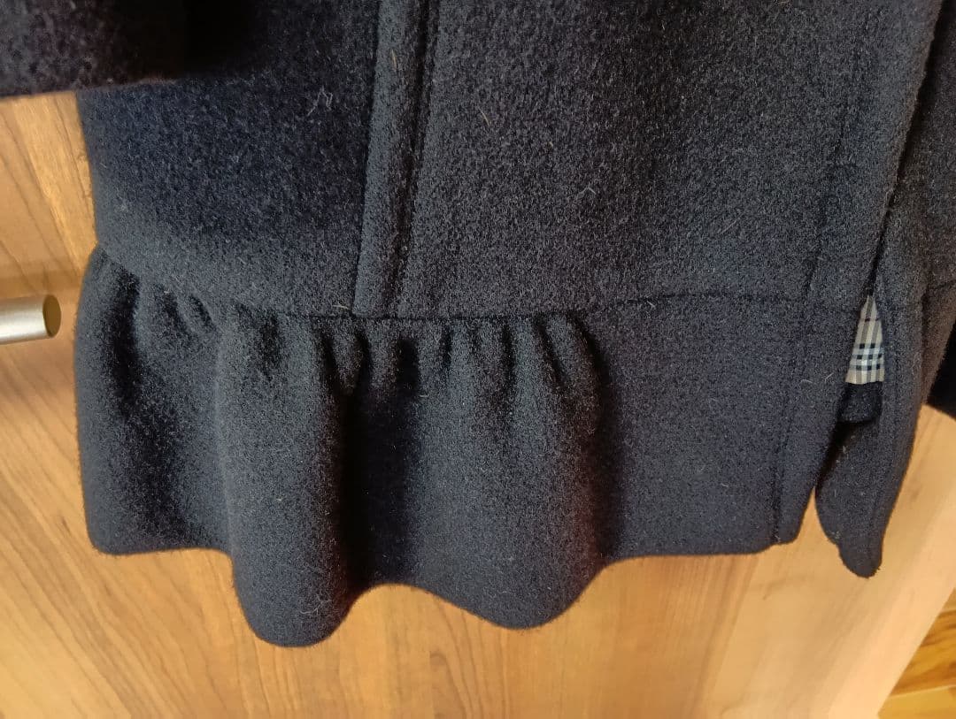 美品■BURBERRY BLUE LABEL　裾フリルウールコート黒　サイズ38