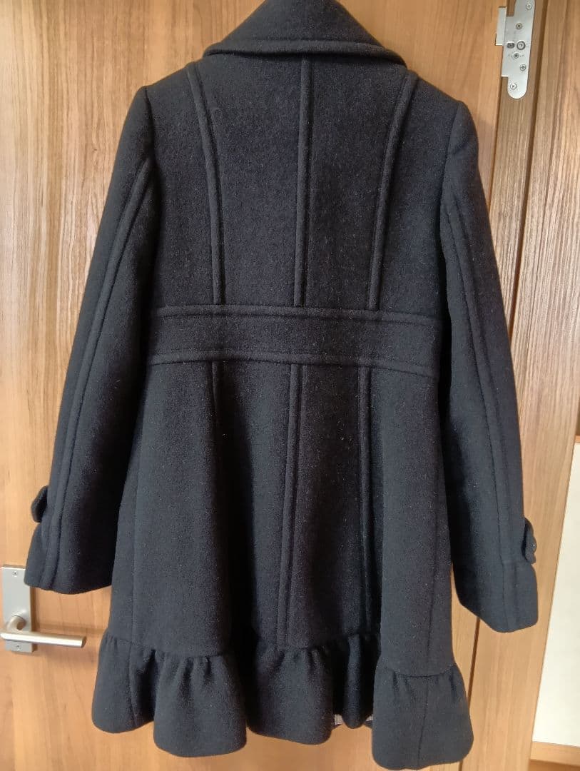 美品■BURBERRY BLUE LABEL　裾フリルウールコート黒　サイズ38