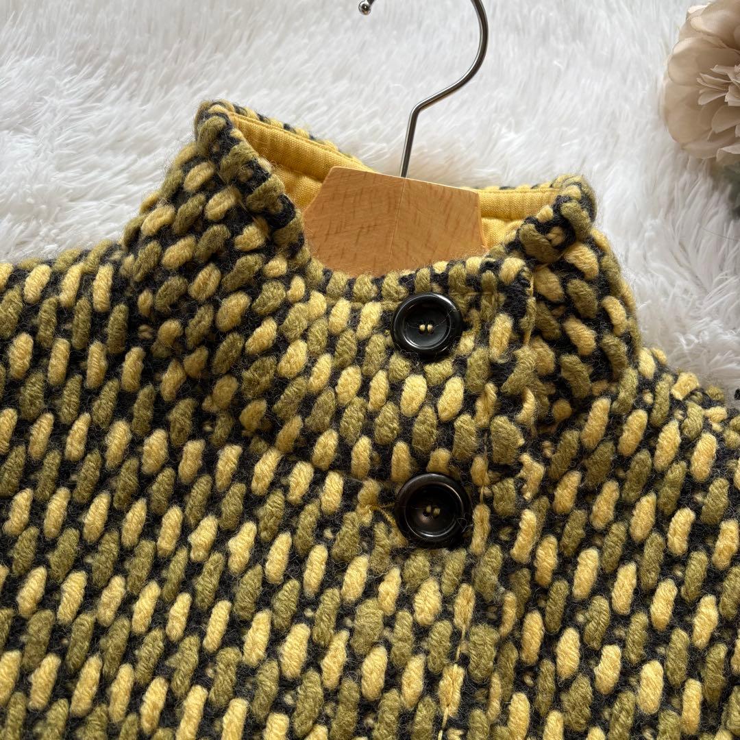 美品【MISSONI】最高級 オレンジタグ スタンドカラー ツイードコート 44