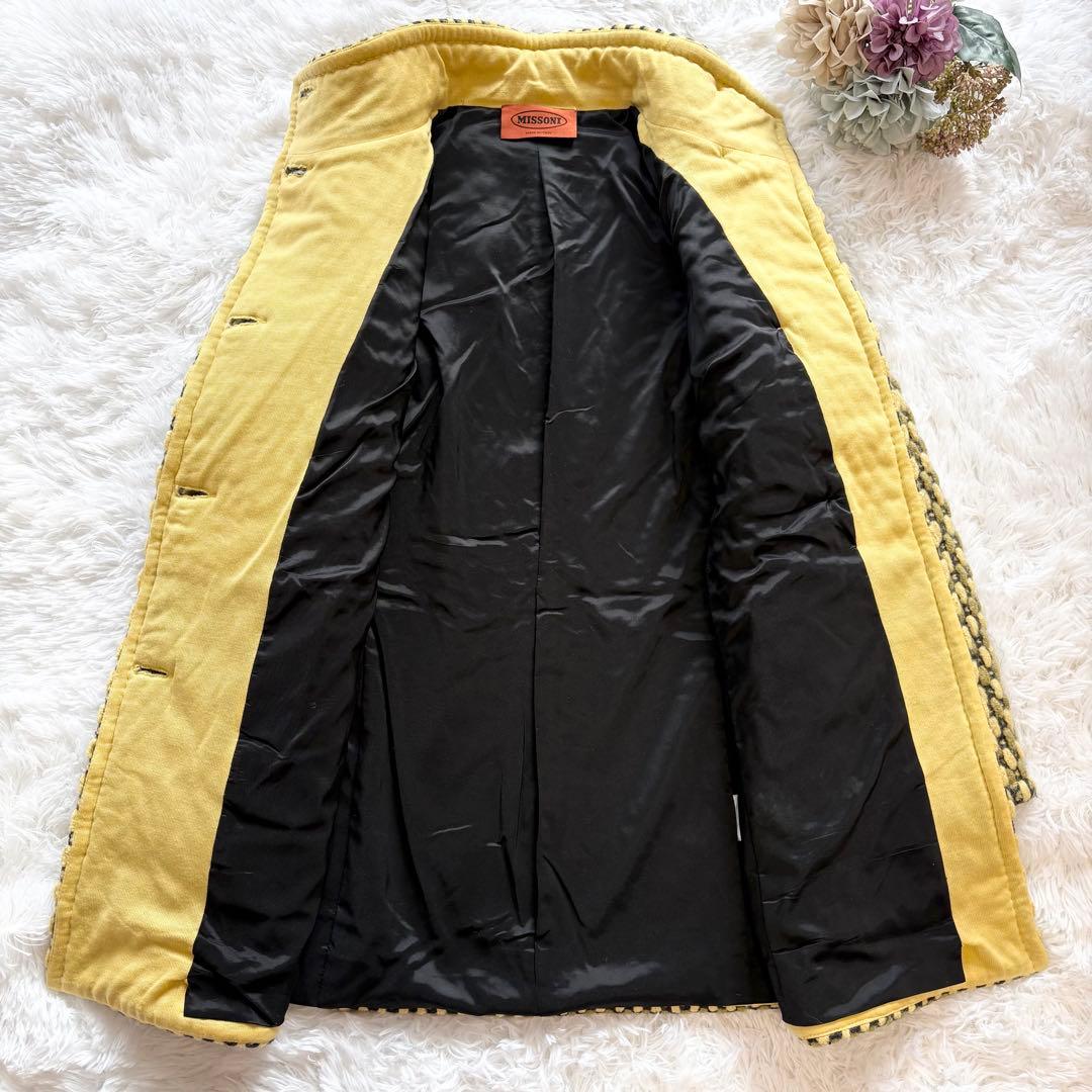 美品【MISSONI】最高級 オレンジタグ スタンドカラー ツイードコート 44