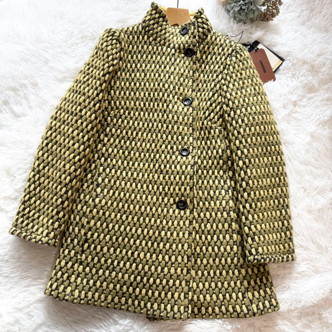 美品【MISSONI】最高級 オレンジタグ スタンドカラー ツイードコート 44
