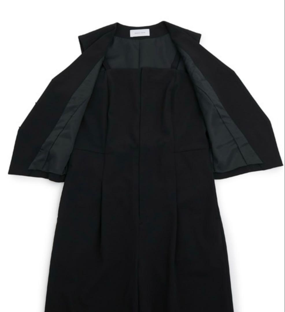 オールインワン ブラック ノースリーブ サロペット