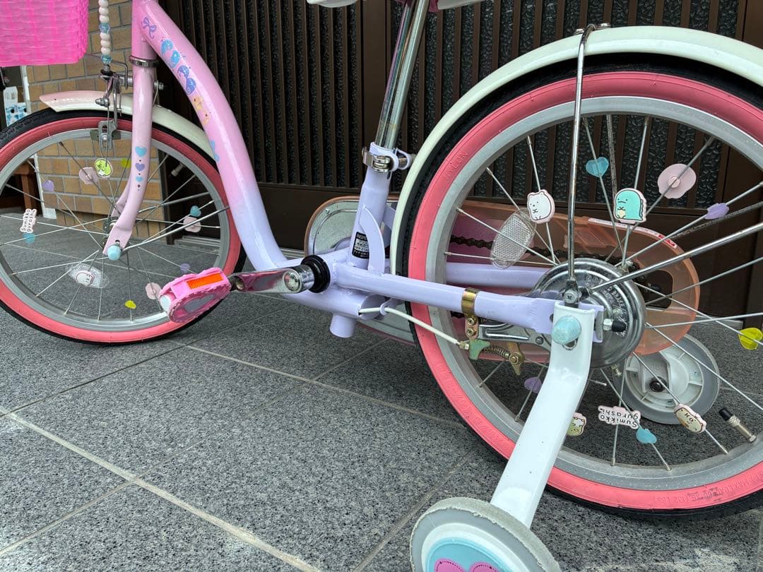 【URA】　ディズニープリンセス 18インチ自転車＆ヘルメット 補助輪付き