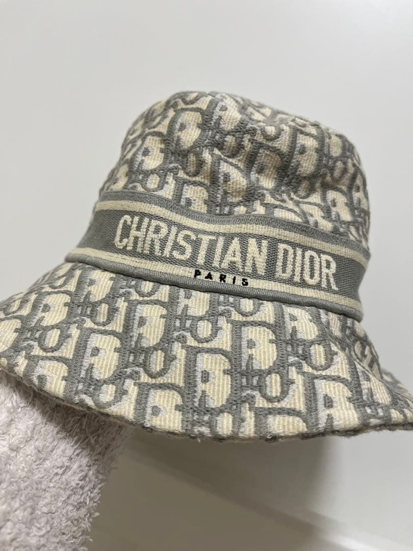 Christian Dior バケットハット 57cm グレー/ベージュ