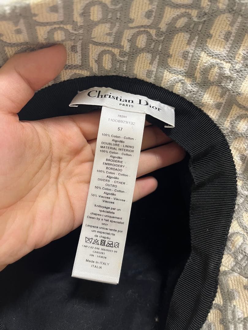 Christian Dior バケットハット 57cm グレー/ベージュ