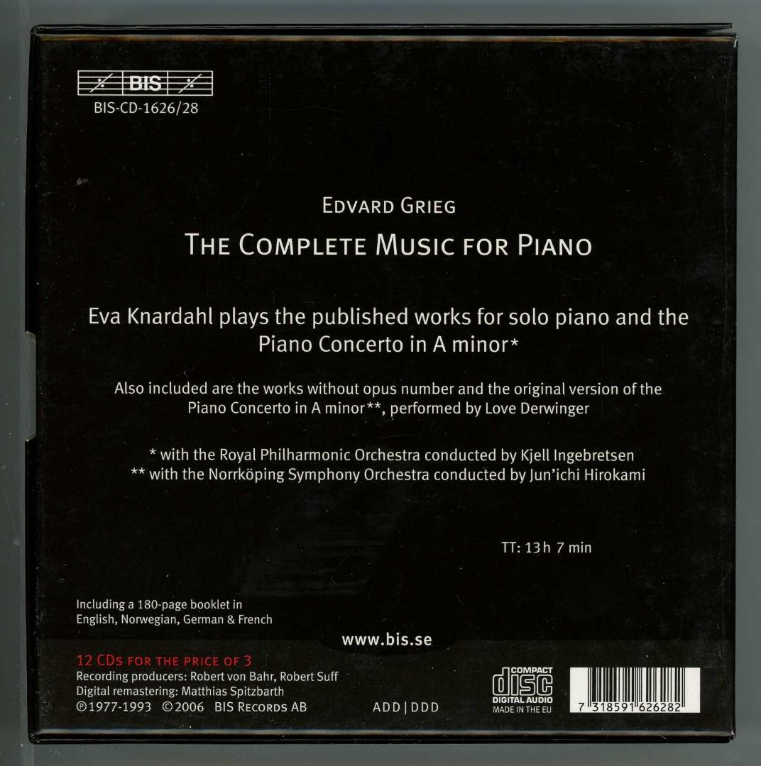 グリーグ ピアノ曲全集 エヴァ・クナルダールほか 12枚組
