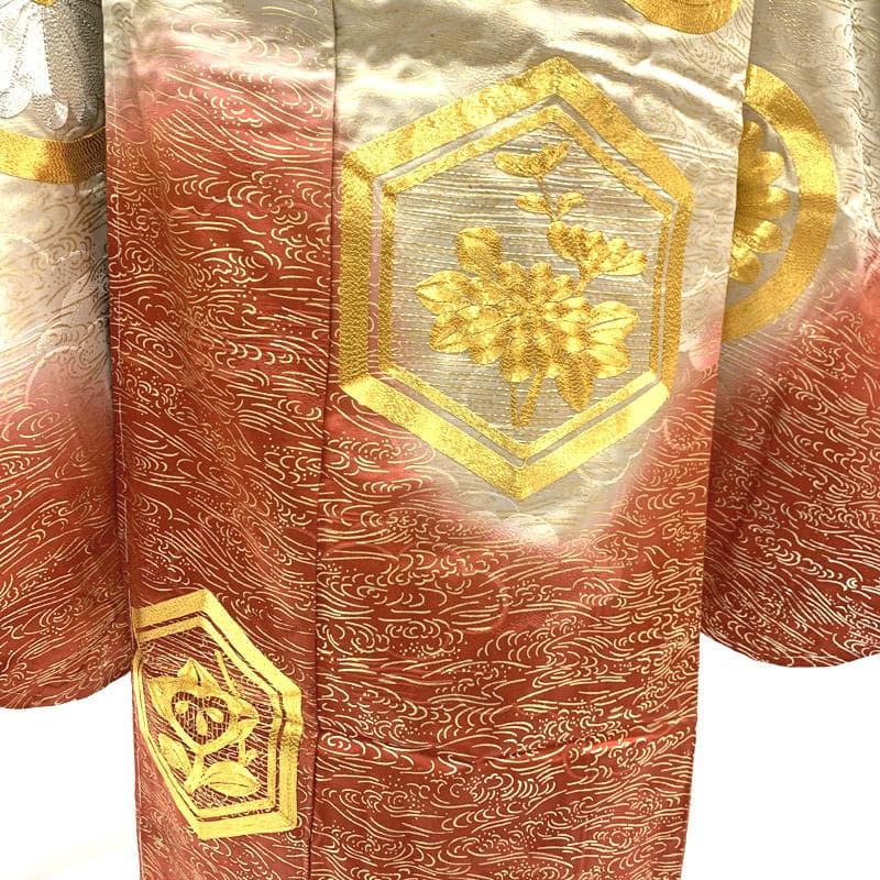 510aj15■ハーフ成人式 卒業式 女児 着物&袋帯&長襦袢 金彩■良好