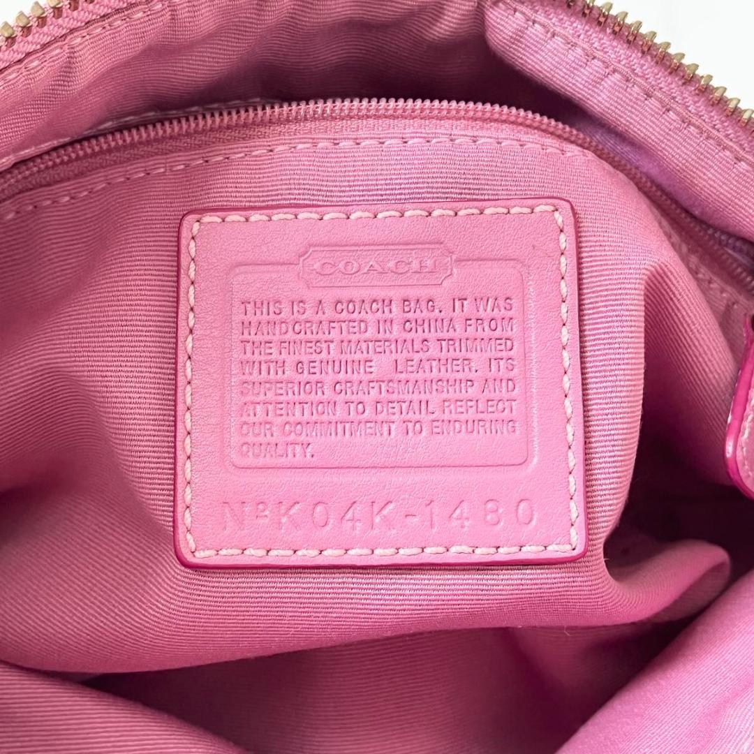 コーチ シグネチャー ワンショルダー キャンバス スエード ベージュ ピンク