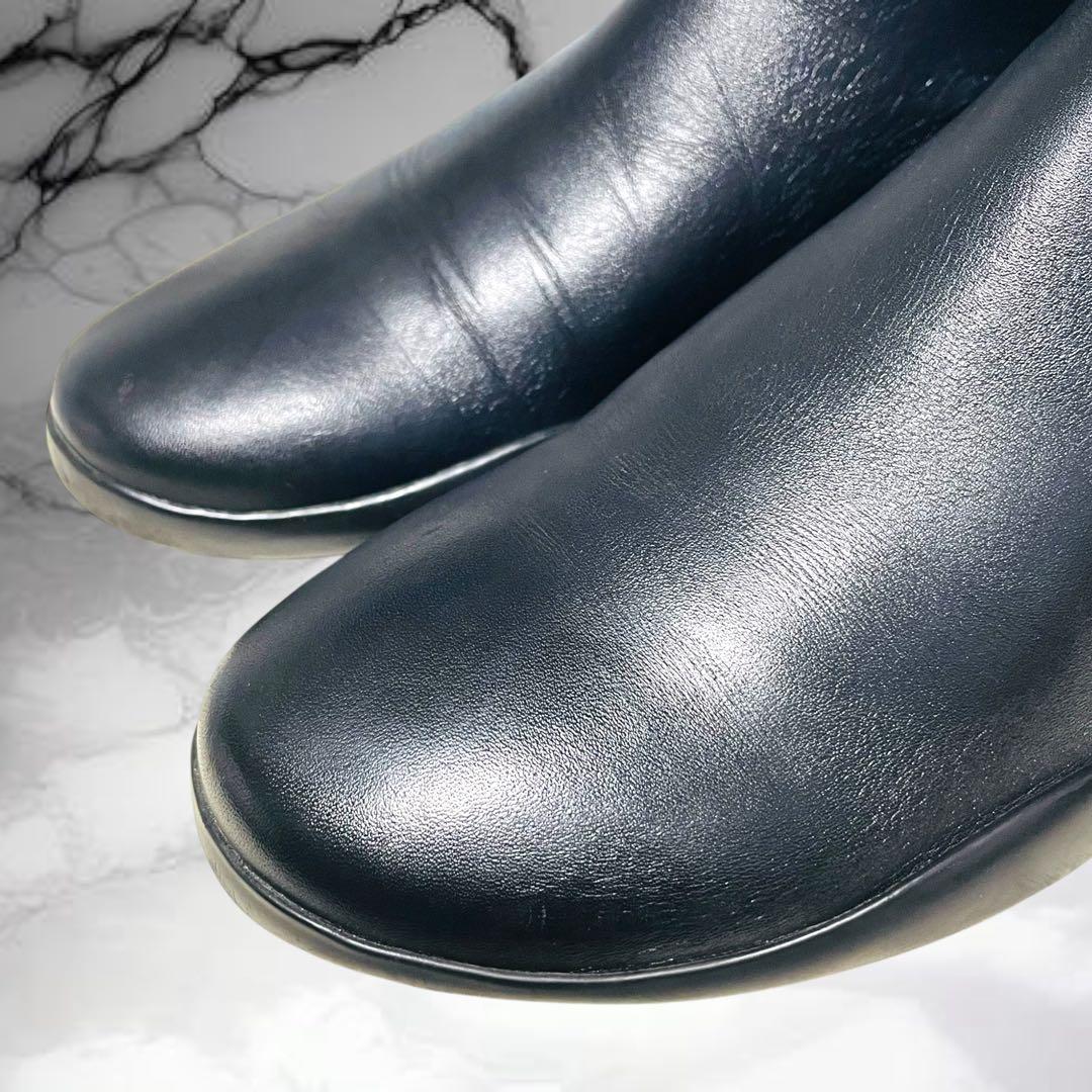 【プラダ】美品エンボスロゴ サイドゴアブーツ ベルクロ ブラック 黒 5 1/2